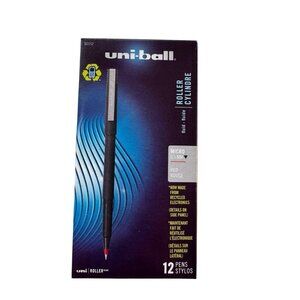 NEW Uni-Ball RED INK Onyx Roller Ball Pen Micro 0.5mm Matte Barrel 12 per Box